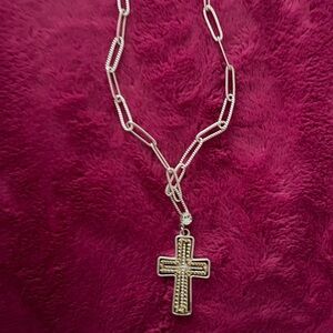 Elegant Silver and Gold Cross Necklace